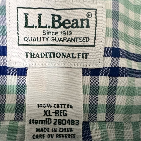 L.L. Bean Men’s XL Traditional Fit Shirt Short Sleeve Plaid 902 - Picture 2 of 2